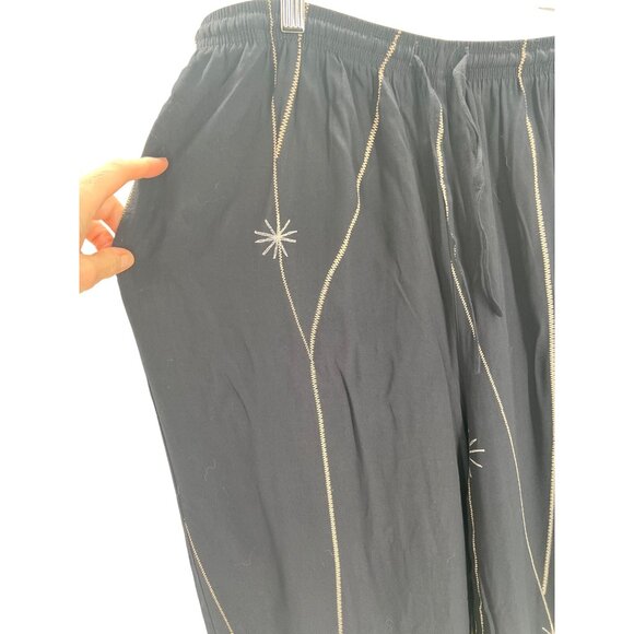 Vintage David Dart Womens Pants Embroidered Blue Pull On Elastic Waist Size XL - Picture 3 of 9